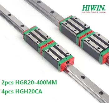 2ks originál Hiwin lineárne vodiacej koľajnice HGR20 -400mm L S 4pcs HGH20CA Alebo HGW20CA Lineárne Prepravu Blok Pre CNC HGW20CC