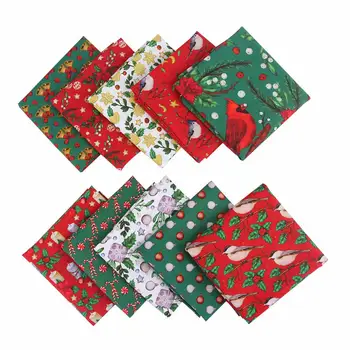 10 Kusov Vianočné Bavlnená Tkanina Štvorcov Precut Prešívanie Textílie Patchwork Vianočná Vločka Tkaniny Tlače 10 Ks