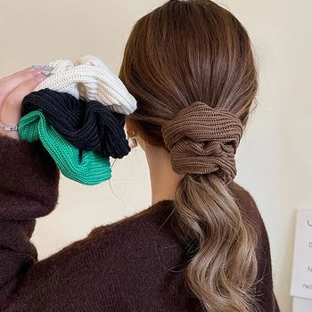 Nadrozmerné Pletené Vlasy Scrunchies Háčkovanie Solid Farba vlasov Kapela pre Dievčatá Copu Držiteľ gumičky na Vlasy Väzby Príslušenstvo