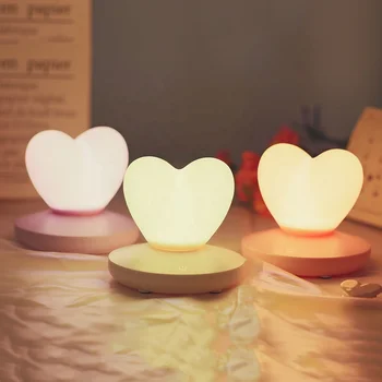 Mini Srdce Láska Detí Dieťa Ploche Posteli Smart 3D Silikónové Nočné Svetlo Tvorivá Atmosféra led Darom Lásky lampa USB tablelamp