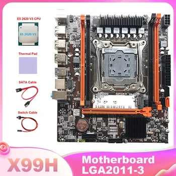 X99H Doske LGA2011-3 základnej Doske Počítača Súbor S E5 2620 V3 CPU+Tepelná Podložka+Switch Kábel usb+SATA Kábel