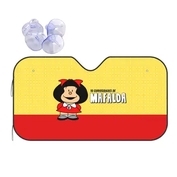 Mafalda Amín Novinka čelné Sklo Slnečník 76x140cm Kawaii Cartoon Hliníkové Fólie, Slnečná Clona Teplo Reflektor