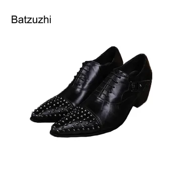 Batzuzhi Módne Aby Čiernej Krajky-up svadobné človeka topánky Osobnosti Riviets retro príležitostná obuv Black Man Šaty Topánky !