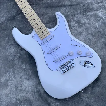 Factory store Vintage white Yngwie Malmsteen Vrúbkovaným veľkú hlavu javorový hmatník ST 6 strún elektrických gitár guitarra