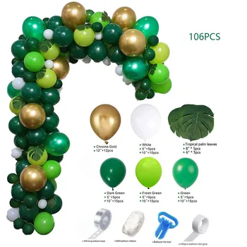 106 Kusov Tvorivé Zelenej Theme Na Garland Arch Auta Balón Narodeniny, Výročie Svadby, Party Dekorácie Kawaii Balónikov Sady Strana
