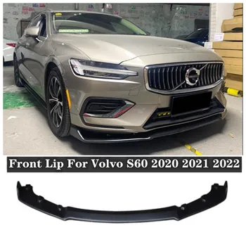 Vysoká Kvalita ABS Black & ABS Uhlíkových Vlákien Nárazníka Vpredu Pery Štiepačky Difúzor Pre Volvo S60 2020 2021 2022