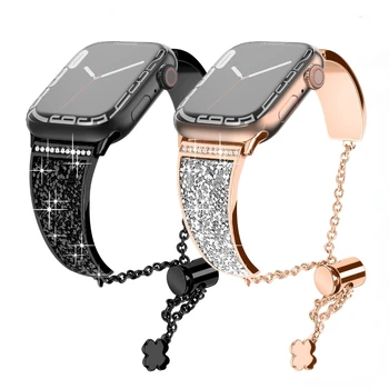 Kovový remienok pre Apple hodinky band 49 mm, 45 mm 44 mm 42mm 41mm 40 mm Ženy Diamantový Náramok Náramok Pre iwatch UItra 8 7 6 5 4 3 SE