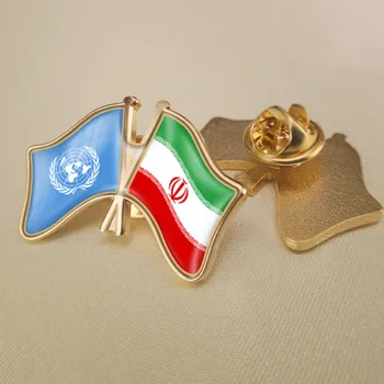 Organizácie spojených Národov a Iránu Prešiel Dvakrát Priateľstvo Vlajky Brošňa Odznaky Preklopke Kolíky