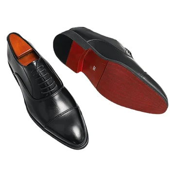 Nové Čierne Oxfords Topánky pre Mužov Červená Jediným Krajky-up Priedušný Členok Popruh Ručné Doprava Zadarmo Chaussures Pour Hommes