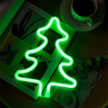 Vianočný Strom Tvar Nočné Svetlo Lampy Pásy Na Batériový Stene Visí Neónové Svetlo Domácej Strany Spálne Dekorácie Led Neon Prihlásiť
