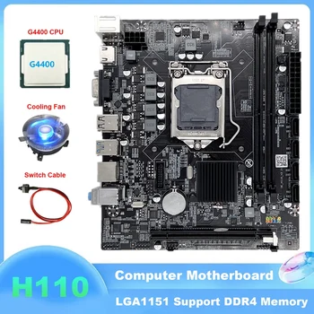 HOT-H110 základnej Doske Počítača LGA1151 Podporuje Celeron G3900 G3930 Série CPU S G4400 CPU+Chladiaci Ventilátor+Switch Kábel
