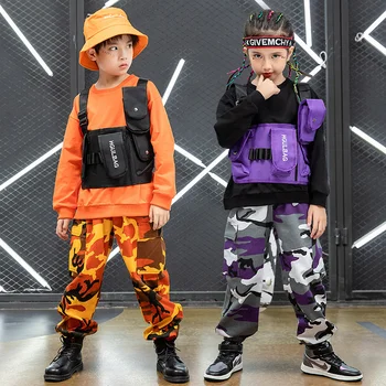 Módne detské Oblečenie detské Street Dance Moderné Oblečenie Chlapčenské Kamufláž Vyhovovali Dievčenské Jazz Dance Výkon Oblečenie