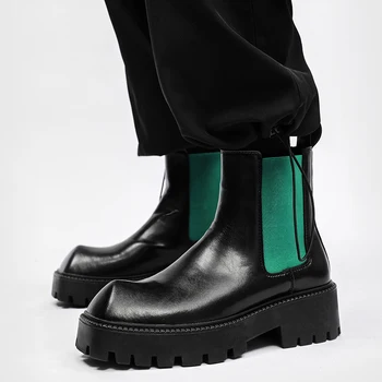 muži móda punku hip hop chelsea topánky značky autor poukázal na päte topánky vysokej top kovboj boot platformu originálne kožené botas