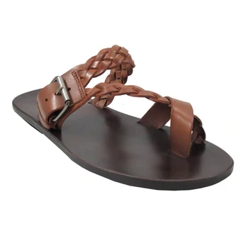 Muži Ploché Pláži Rímske Sandále Otvorené Prst Tkané Kožené Papuče Čierna Hnedá Retro Bežné Sandále Žena Letná Obuv Plus Veľkosť