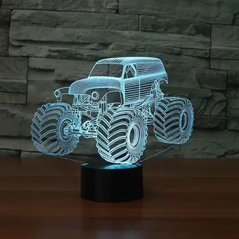 Darček Zemné Auto Modelovanie Led Nočné Svetlo Tvorivé Tabuľka 3d Vizuálne Čítanie Krásnej karikatúry deti hračky, Deti Lampa