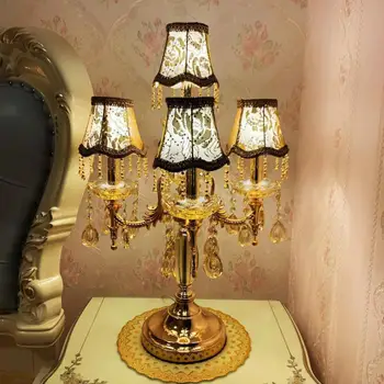 Bankár led stolná lampa gold crystal svietniky práce, štúdia, písací stôl Svetlo Šéf Úradu Led Crystal stolná Lampa svadobné Sviečkový