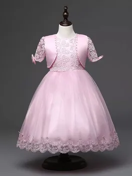 Dievčatá princezná šaty Európsky a Americký štýl malé kabát čipky kvetina dievča šaty šaty k1