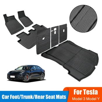 Pre Tesla Model 3 Y Nohy Podložky Zadné Sedadlo batožinového priestoru Rohoží, Vodotesný, Anti-slip Úplné Pokrytie Auto Podlahové Rohože Na Ľavej Jazdy 3D Liner TPE