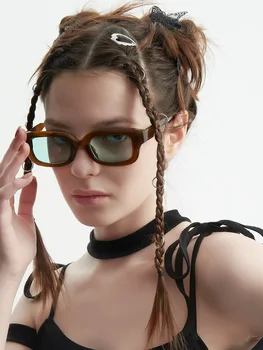 Luxusné Značky obdĺžnik slnečné okuliare pre ženy, zelená, hnedá žena námestie módne slnečné okuliare pre mužov letné štýl black UV400