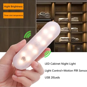 USB LED Svetlo Pod Skrinku Oválne, s PIR Snímač Pohybu Plynulou Stmievateľné Skrine, Nočné Svetlo, Spálne, Kuchyne, Skrine, Osvetlenie