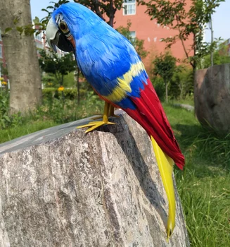 o 32 cm, tmavo modrá perie papagáj model fáze prop,záhradné dekorácie darček k narodeninám w2015