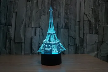 3D Vizuálne Eiffelova Veža LED Nočné Osvetlenie, 7 Zmena Farby Spálňa Tabuľka Stolná Lampa Domova Vianočný Darček