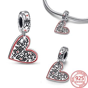 2022 Nové Trendy 925 Sterling Silver Line Art Ľudí Srdce Visieť Kúzlo fit Pandora Originálny Náramok & Náhrdelník Šperky