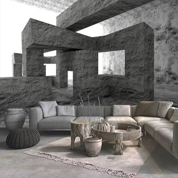 Vlastné Foto Tapety 3D Rozšírený Priestor Cementu nástennú maľbu Obývacia Izba Gauč TV Reštaurácia Papier Pozadí Steny Abstraktných De Parede