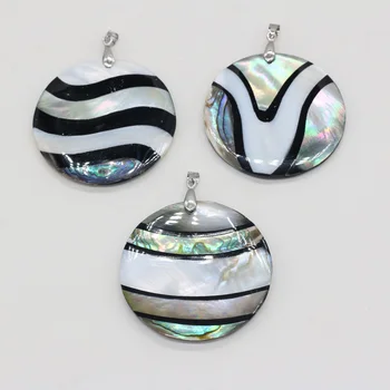 Prírodné Shell Prívesky Okrúhly tvar perleť Abalone Shell Nádherné kúzla Pre šperky, takže DIY Náhrdelník príslušenstvo