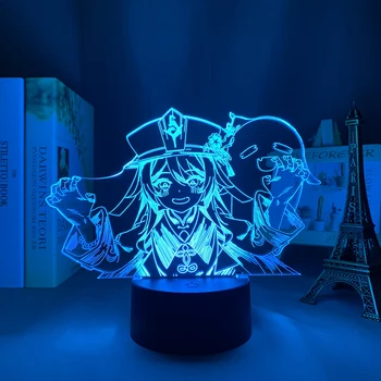 Genshin Vplyv Hutao Akryl Led Lampa Hra Led Nočné Svetlo Anime 3d Lampa 3d Led Nočné Svetlo Lampy
