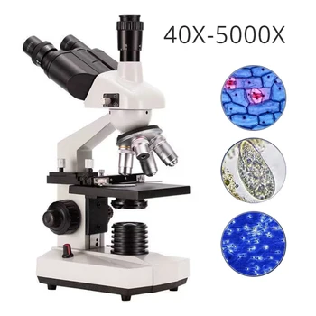 40X-5000X Trinocular Biologický Mikroskop LED Osvetlenie Microsco Deti, Študentov Prírodovedných Laboratórny Experiment