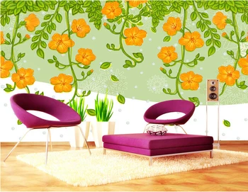Vlastné 3D kvety tapetu, Európsky štýl malé kvetinové nástenné maľby pre obývacia izba, TV joj, steny nepremokavé tapetu.