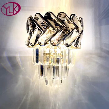 Nové Moderné Spálne Nástenné Svietidlo Luxusné Údená Šedá Crystal Sconce Svietidlo Domov Posteli Predsieň, Obývacia Izba Dekor LED Osvetlenie