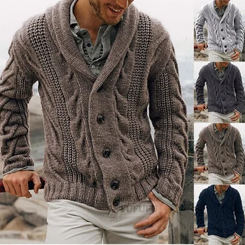 2023 Európskych a Amerických sveter pánske sveter pánske jesenné a zimné pletený sveter zahraničného obchodu sveter kabát